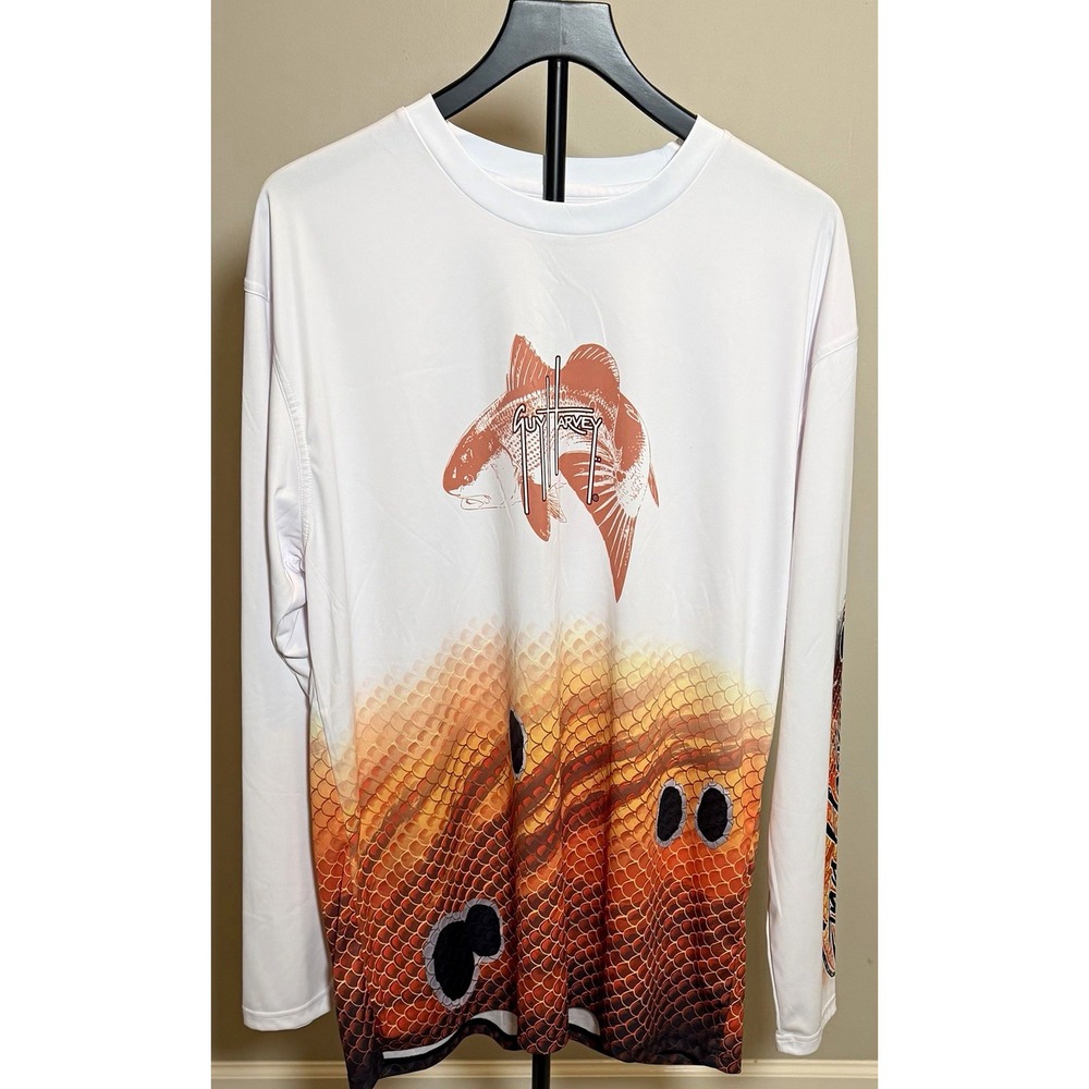 Guy Harvey Hammerheads Men's XL Long Sleeve Graphic Fishing Tee Polyester NWOT